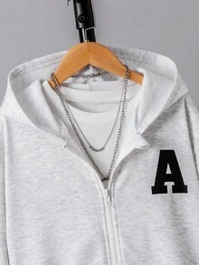 兄弟款休闲百搭运动美式街头十字印花拉链宽松黑色卫衣，适合秋冬季穿着 - 彩色 - 查看 6