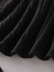 Elladie kids 2 st set med stickad, ribbad långärmad t-shirt och byxor för babyflickor, avslappnad höstoutfit - Svart - Visa 5