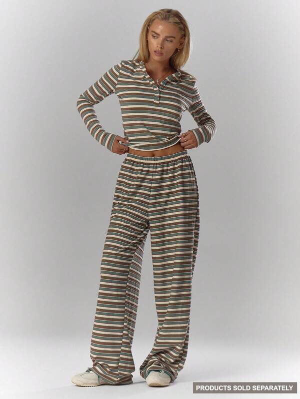 MUSERA Pantalones anchos con elástico y rayas, cómodos y casuales para otoño, invierno, Navidad y cafeterías