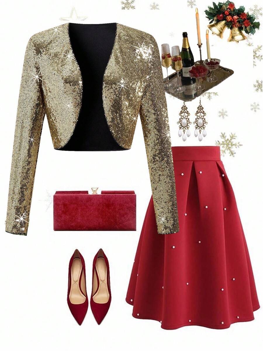 Ellevyn Giacca elegante da donna a maniche lunghe, con apertura frontale, in colore unito e lucida