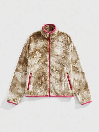 Street Life Sweat-shirt-shirt décontracté à col montant, épaules tombantes et zip, couleurs contrastées, automne