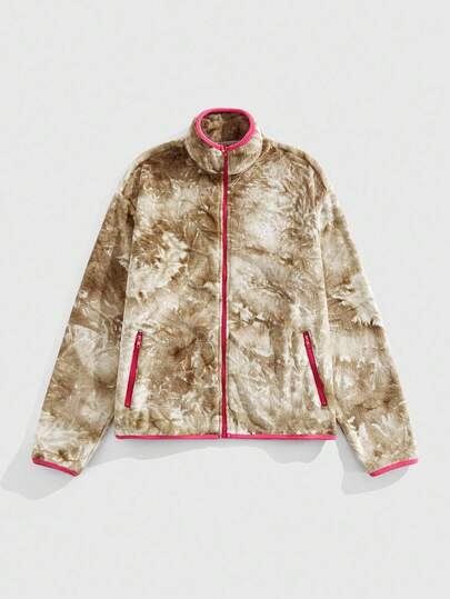 Street Life Sudadera casual con cuello alto, hombros caídos y cremallera de color contrastante para hombre, otoño