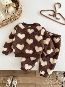 LMoss Kids LMoss 2pcs Baby Girl Heart Pattern Knitted Sweatshirt And Leggings Set,Christmas,Styles Comfortable Autumn & Winter,Pullover,Cozy Autumn And Winter Styles,Cozy Fall & Winter Styles - Multicolor - View 6