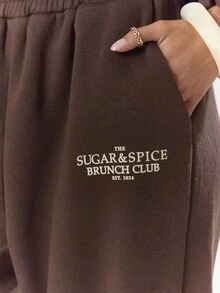 MUSERA Graphic Print Wide Leg Joggers Tracksuit Bottom Only Fall Autumn Cosy Joggers Cute Casual Coffee Club Christmas Thanksgiving