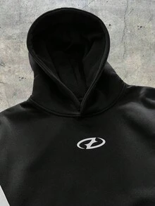 AXEPEAK Plus Size Men's Colorblock Graphic Print Pullover Hoodie Sweatshirt - Black and White - View 4