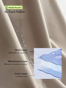 OutZeal 女士防水可拆卸风帽拉链口袋抽绳腰部连帽长款户外夹克徒步露营