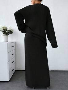 EURMUSE 女士纯色厚实毛衣和毛衣裙套装