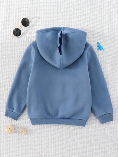 Cozy Pixies Áo nỉ chui đầu dài tay mềm mại họa tiết khủng long hoạt hình cho bé trai mùa thu/đông
