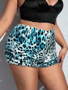 SHEIN ICON Plus Size Shiny Sequin Sexy Leopard Print Super Short Shorts
