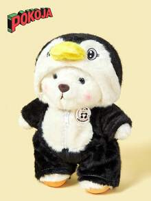 1pc 30cm/11.8in Transforming Jointed Plush Teddy Bear Doll, Changeable To Penguin Design, Can Be Posed, Removable Clothes, High-End Plush Doll, Teddy Bear Stuffed Animal Figurine Decor, Gift For Boy & Girl, Home Decor, Holiday Gift - Multicolor - View 5