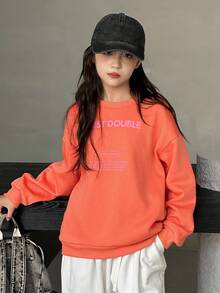 DAZY Tween Girl Crew Neck Thermal Lined Printed Sweatshirt, Fall