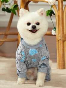 PETSIN 1 Bộ áo liền quần bằng len flannel hình ngôi sao màu xám cho thú cưng - Nhiều màu - Xem 4