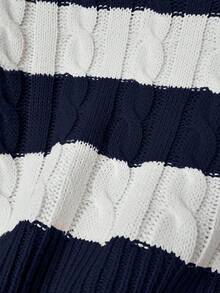 Franclia Suéter básico de mujer con mangas de farol, contraste de color y cuerda retorcida, otoño/primavera - azul real - Ver 6