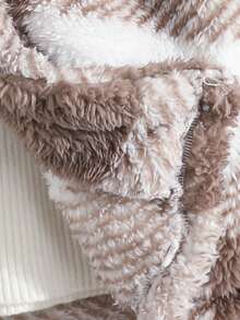 Sparklyn 女童爱心格纹印花保暖拉链外套，秋冬女童外套 - 卡其色 - 查看 7