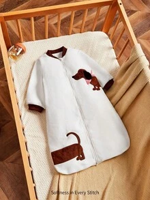 Cozy Pixies 一件婴儿保暖羊毛加厚刺绣小狗图案长袖舒适睡袋 - 白色 - 查看 13