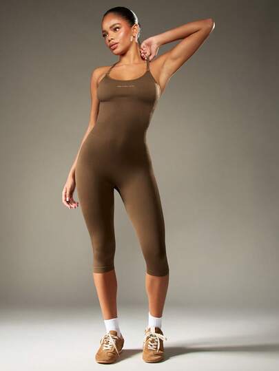 MISSGUIDED Performance Athletic Unitard Workout Jumpsuit Sleeveless Cross Back Fitness Bodysuit Compression Ballet Yoga Unitard Exercise Training Active Wear