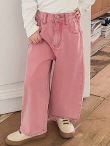 DAZY 少女心形口袋松紧腰粉色休闲牛仔裤秋冬款 - 粉色 - 查看 7