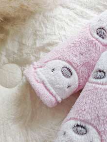 Vintaside Kids 新生儿简约时尚可爱波尔卡圆点长袖连帽羊毛连体睡衣 - 粉色 - 查看 7