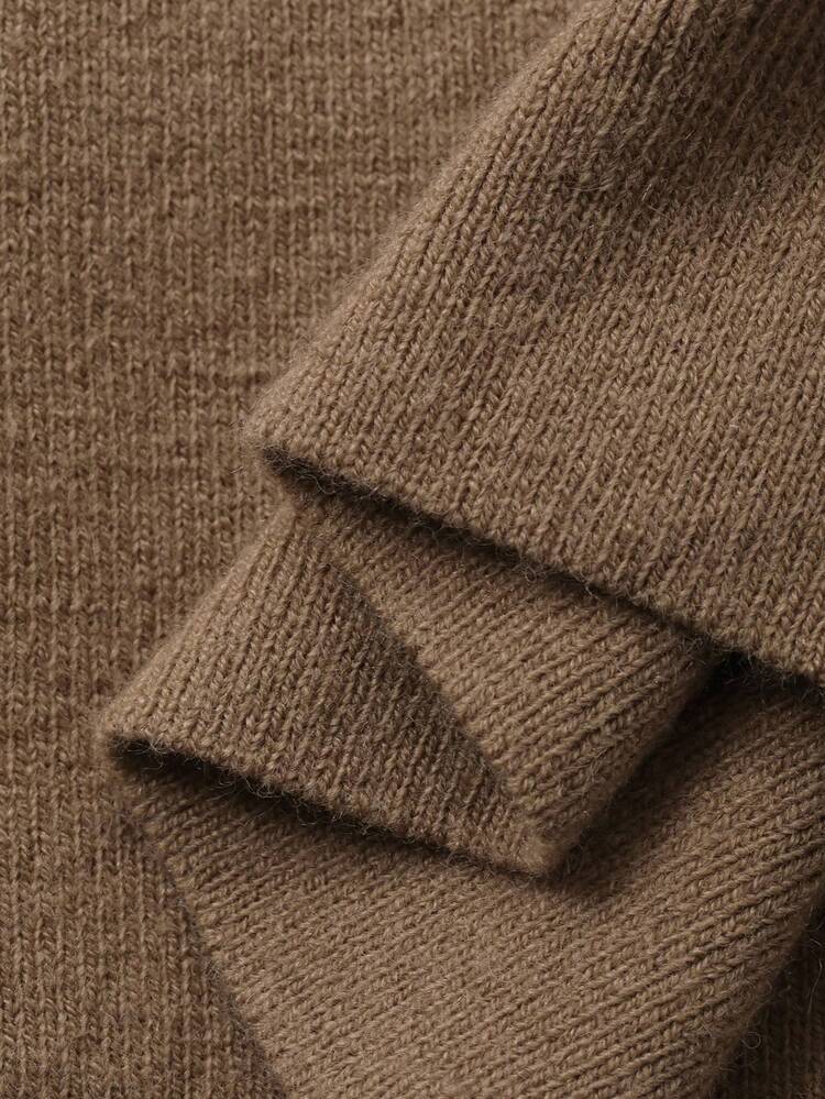 Women's Turtleneck Striped Drop Shoulder Long Sleeve Sweater And Knit Pants Casual 2-Piece Set, Autumn/Winter