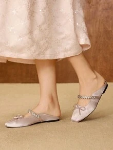 MOTF GIÀY BẰNG MARY JANE QUAI CỔ CỔ THỂ THOẢI MÁI THƯỜNG NHẬT BẢN, KẾT CẤU DA SÁP DẦU - Màu be - Xem 3