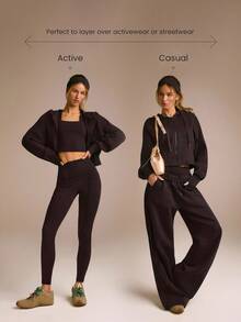 GLOWMODE 日常羊毛保暖腰长连帽衫夹克日常休闲冬季保暖 - 巧克力棕 - 查看 7