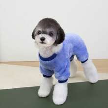 PETSIN 可爱卡通风格四足宠物连体衣 - 防风舒适羊毛服装，适合小型犬和猫，适合日常室内外穿着 - 藍色 - 查看 8