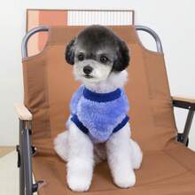 PETSIN Festive Santa-Themed Velvet Pet Hoodie For Dogs And Cats – Cozy Thickened Fleece Sweatshirt Vest Designed For Small Animals, Perfect For Indoor Lounging And Holiday Walks, Includes Convenient Harness Buckle For Leash Attachment, Christmas Gift Idea - Blue - View 4