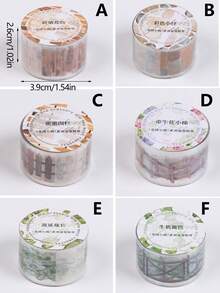 1卷 78.74英寸（200厘米）花园小径系列场景贴纸卷装切割装饰剪贴个性拼贴材料手工账本贴纸唯美日记PET胶带办公和学校用品 - 彩色 - 查看 2