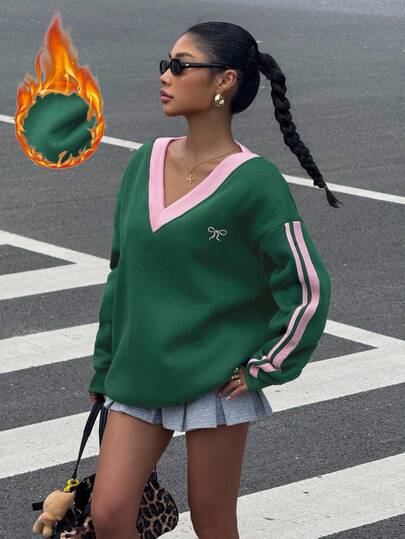 Muchica 女式休闲学院风长袖刺绣T恤