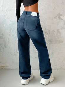 EURMUSE WOMEN STRAIGHT LOW WAIST JEANS - Dusty Blue - View 2