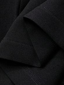 FRIFUL 女式荷叶边盖袖V领褶皱宽松直筒连体裤秋冬款 - 黑色 - 查看 8