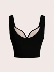 SHEIN Sports 女士纯色甜心领宽肩带休闲舒适运动文胸 - 彩色 - 查看 6
