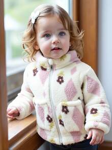 SHEIN Baby Girl Coat Casual Style Long Sleeve Fall Outfits For Girl Warmer Jacket Baby Jacket Winter