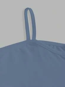 SHEIN Essnce Camiseta de tirantes finos y manga larga con estampado de jinete ecuestre casual, adecuada para la primavera - Neblina azul - Ver 6
