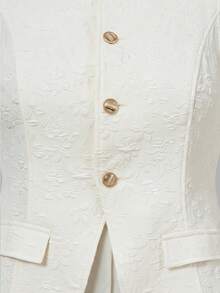 SHEIN MOD 大码无袖西装背心，夏季提花纹理西装背心，大码优雅夏季西装背心，女式白色背心，女式无袖西装外套，女式白色背心，女式白色西装背心，女式无袖西装外套，秋季夹克背心 - 杏色 - 查看 5