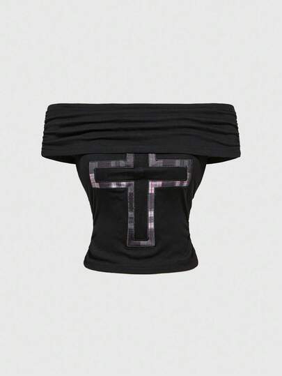 Grunge Punk Camiseta ajustada de mujer con tiras cruzadas