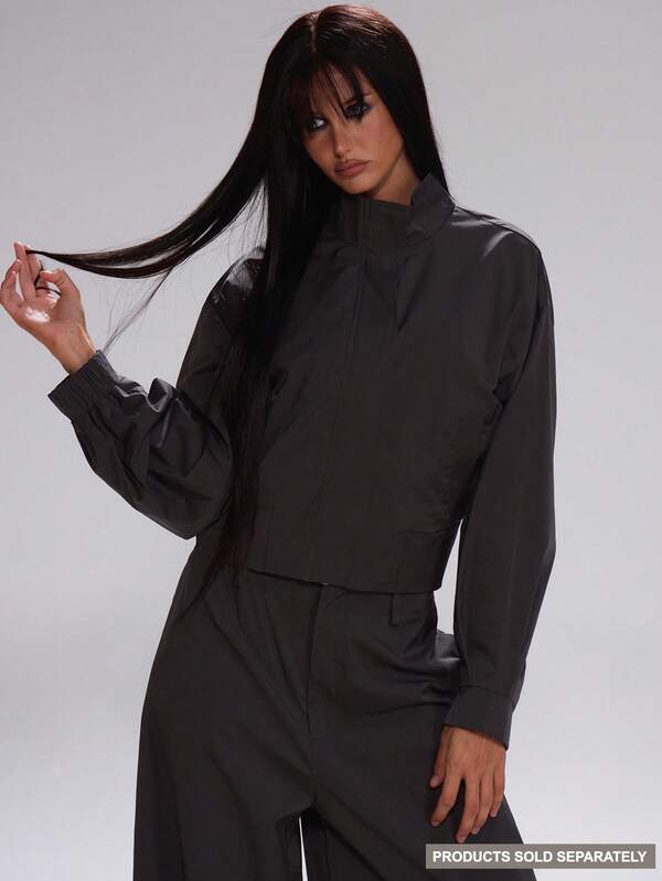 MUSERA Chaqueta oversize con cuello de embudo, casual, de otoño, para volver al colegio, para el trabajo, de estilo urbano, deportiva, de oficina, corporativa, para correr, de invierno, de noche