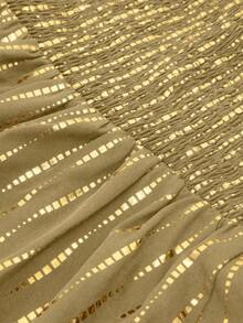 Viva Relle Camiseta de tirantes con estampado de lámina de oro y cinturón para mujer de talla grande elegante para uso diario - Caqui - Ver 6