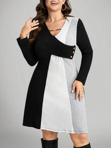 Comfylo Plus Size Asymmetric Collar Colorblock Ribbed Knit Dress Plus Size Dress Plus Size Winter Dress Plus Size Casual Dress Plus Size Fall Dress Plus Size Sweater Dress Winter Clothes For Women Fall Dresses For Women Fall Clothes For Women Winter Dresses Fall Clothes For Women Fall Dresses Clothes Women Winter Dress Fall Clothes For Women Fall Outfits Women Dresses For Women Casual  Business Casual Women Gray Dress