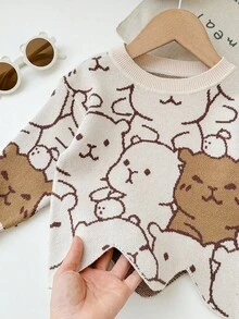 SHEIN Babygirl Cute Casual Cartoon Pattern Long Sleeve Sweater, Autumn/Winter Fall - Multicolor - View 7