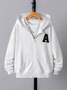 兄弟款休闲百搭运动美式街头十字印花拉链宽松黑色卫衣，适合秋冬季穿着 - 彩色 - 查看 1