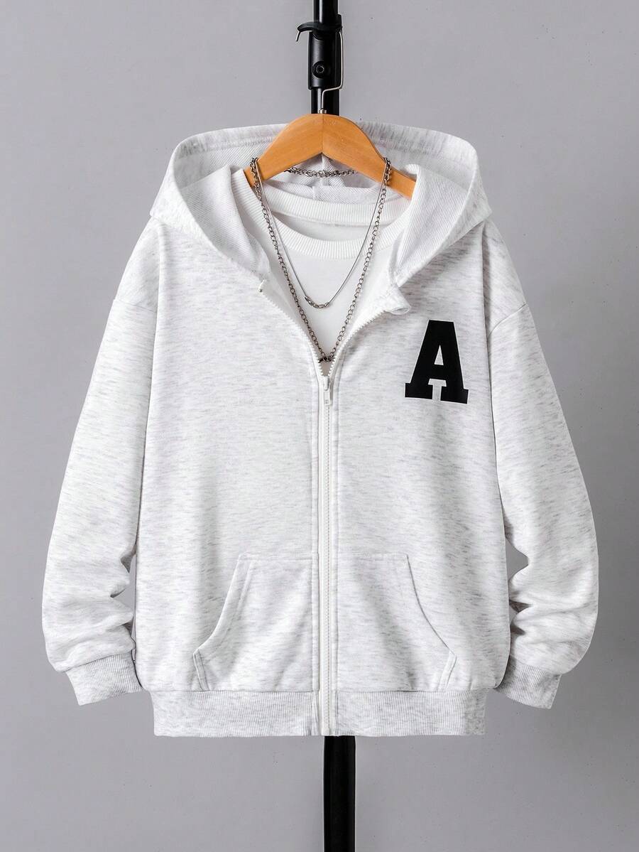 兄弟款休闲百搭运动美式街头十字印花拉链宽松黑色卫衣，适合秋冬季穿着 - 彩色 - 查看 1