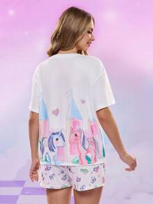 My Little Pony X SHEIN Women Lounge Sets Unicorn Shorts Unicorn Shirt Unicorn Pajama Set