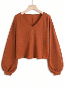 INAWLY 大码休闲宽松V领上衣