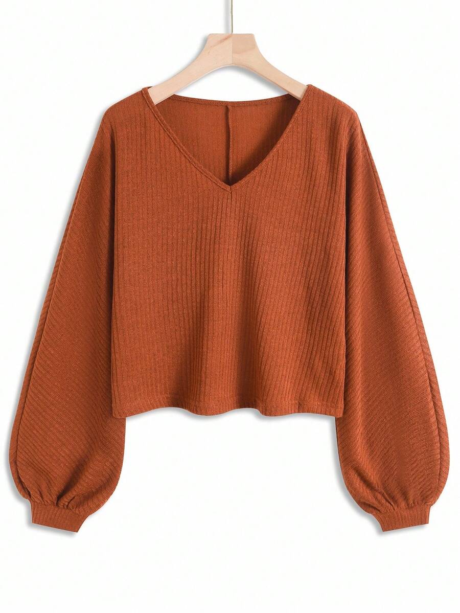 INAWLY 大码休闲宽松V领上衣