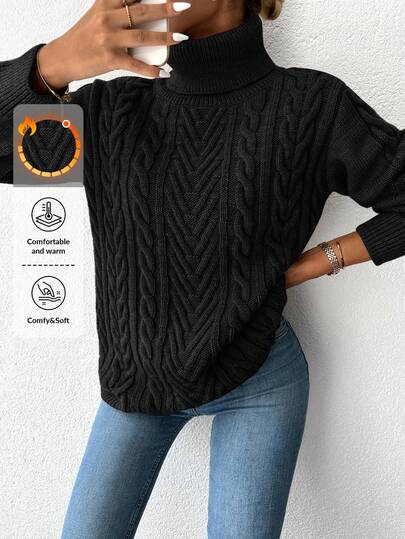 EURMUSE Col Kabelgebreid Oversized Truien