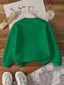 TEENAGE MUTANT NINJA TURTLES | SHEIN 青少年男孩休闲时尚卡通乌龟印花落肩宽松套头衫，秋季 - 白色 - 查看 2