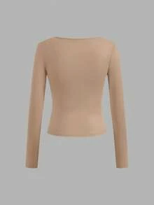 SHEIN EZwear 3 件套休闲纯色百搭圆领修身女式 T 恤，适合秋冬分层穿着 - 彩色 - 查看 6