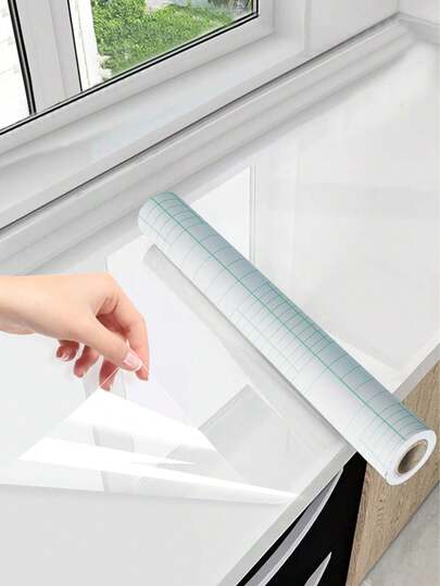 SHEIN 1 Rotolo di carta adesiva trasparente, impermeabile e resistente all'olio per cucina - Facile da applicare, resistente all'olio e al calore; adatta come rivestimento per armadi, ripiani e cassetti della cucina, inoltre applicabile per la decorazione della cucina e della stanza