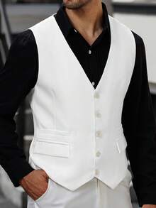 Manfinity Mode 1pc Men Single Breasted Casual Business Travel Suit Vest